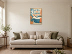 Off Duty On Purpose — A2 artwork shown in a room with a natural wood frame; select a framed finish to include a frame