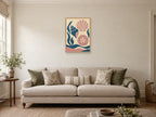 Three simplified shells — A2 artwork shown in a room with a natural wood frame; select a framed finish to include a frame