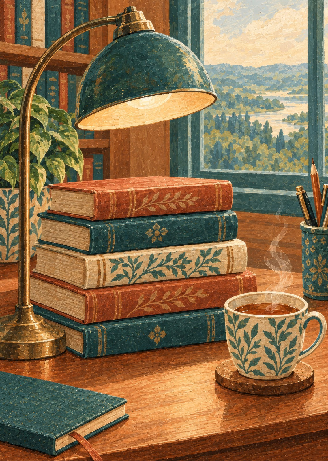 Stacked books — artwork detail