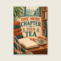 One More Chapter Then Tea — Detailed editorial gouache home office art print