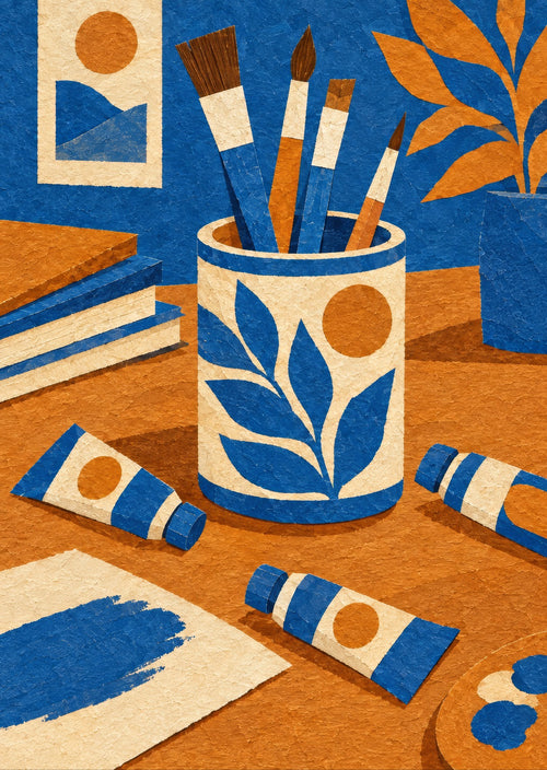 Ceramic brush pot — artwork detail