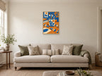 Ceramic brush pot — A2 artwork shown in a room with a natural wood frame; select a framed finish to include a frame