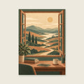 winding path beyond a desk plant — Contemporary imaginary landscape home office art print