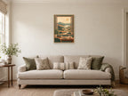winding path beyond a desk plant — A2 artwork shown in a room with a natural wood frame; select a framed finish to include a frame