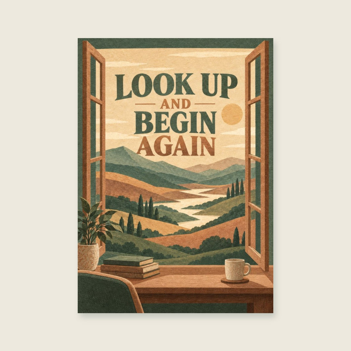 Look Up And Begin Again — Contemporary imaginary landscape home office art print
