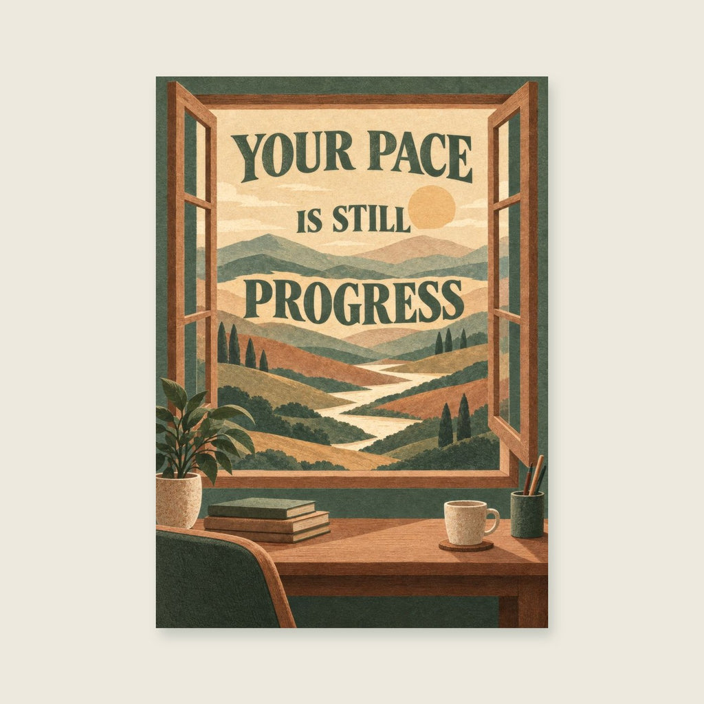 Your Pace Is Still Progress — Contemporary imaginary landscape home office art print