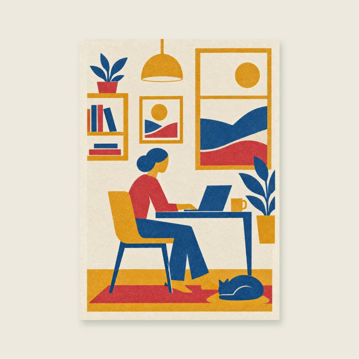 Yellow planes — Confident geometric screenprint home office art print