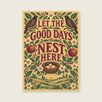 Let The Good Days Nest Here — Decorative folk gouache living room art print