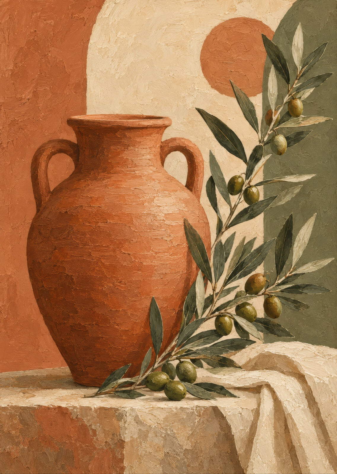 Large terracotta vessel — artwork detail