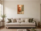 Large terracotta vessel — A2 artwork shown in a room with a natural wood frame; select a framed finish to include a frame