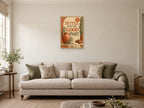 Settle Into The Good Part — A2 artwork shown in a room with a natural wood frame; select a framed finish to include a frame