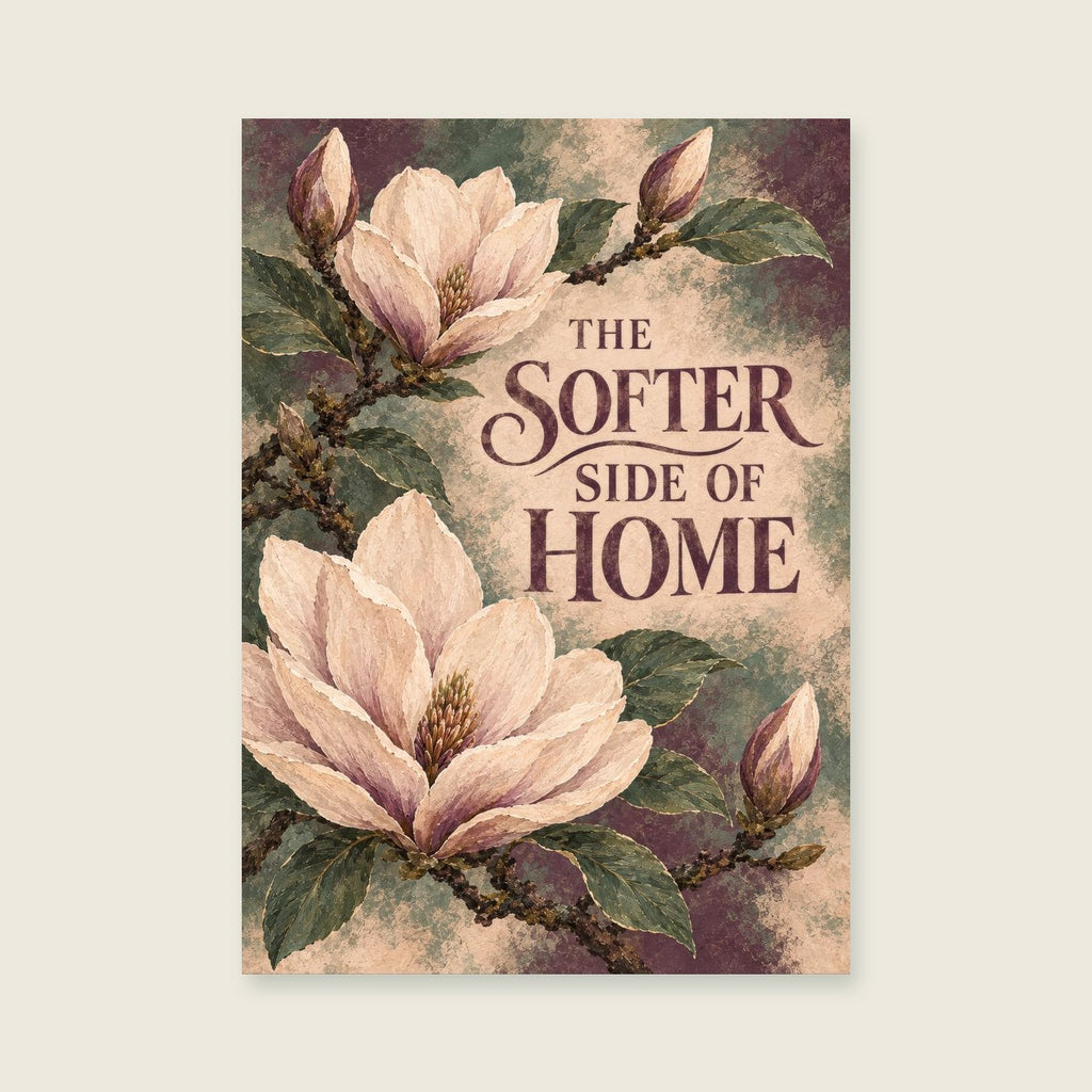 The Softer Side Of Home — Painterly botanical detail living room art print