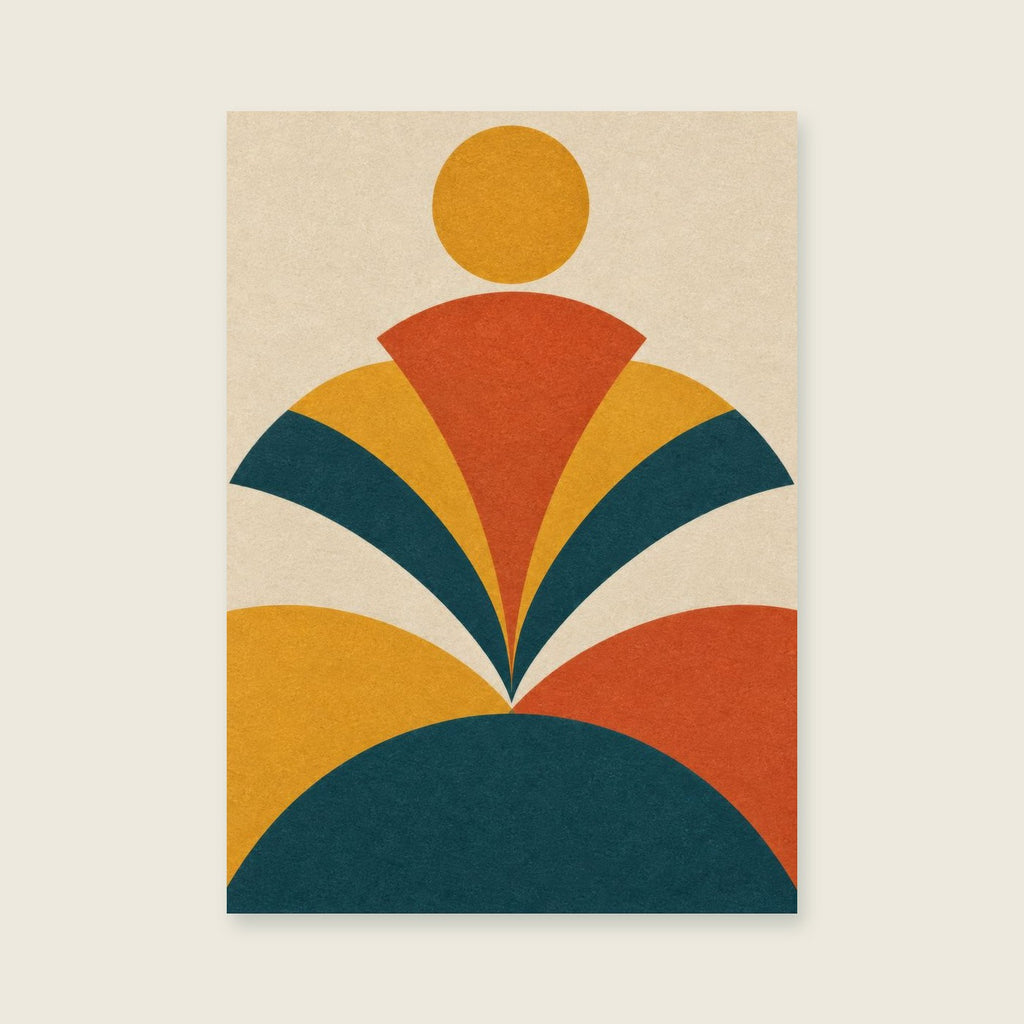 Layered fan forms — Original geometric modernism living room art print