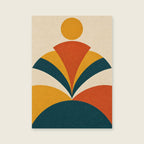 Layered fan forms — Original geometric modernism living room art print