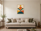 Layered fan forms — A2 artwork shown in a room with a natural wood frame; select a framed finish to include a frame
