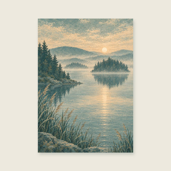 Reflections of imagined wooded islands Art Print