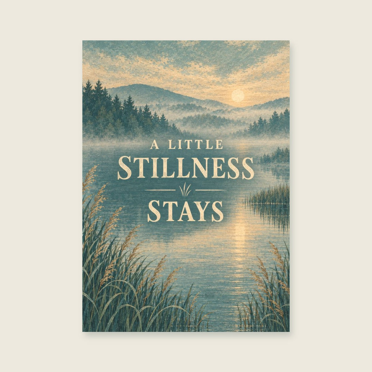 Little Stillness Stays — Atmospheric imaginary landscape living room art print