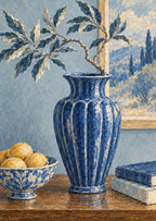 Large fluted vase and one twisting stem — artwork detail