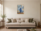 Large fluted vase and one twisting stem — A2 artwork shown in a room with a natural wood frame; select a framed finish to include a frame