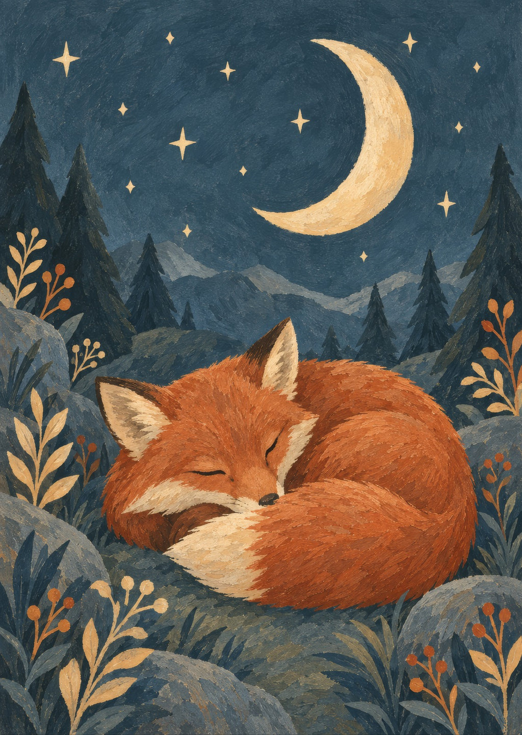 rust fox asleep — artwork detail