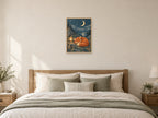 fox resting — A2 artwork shown in a room with a natural wood frame; select a framed finish to include a frame