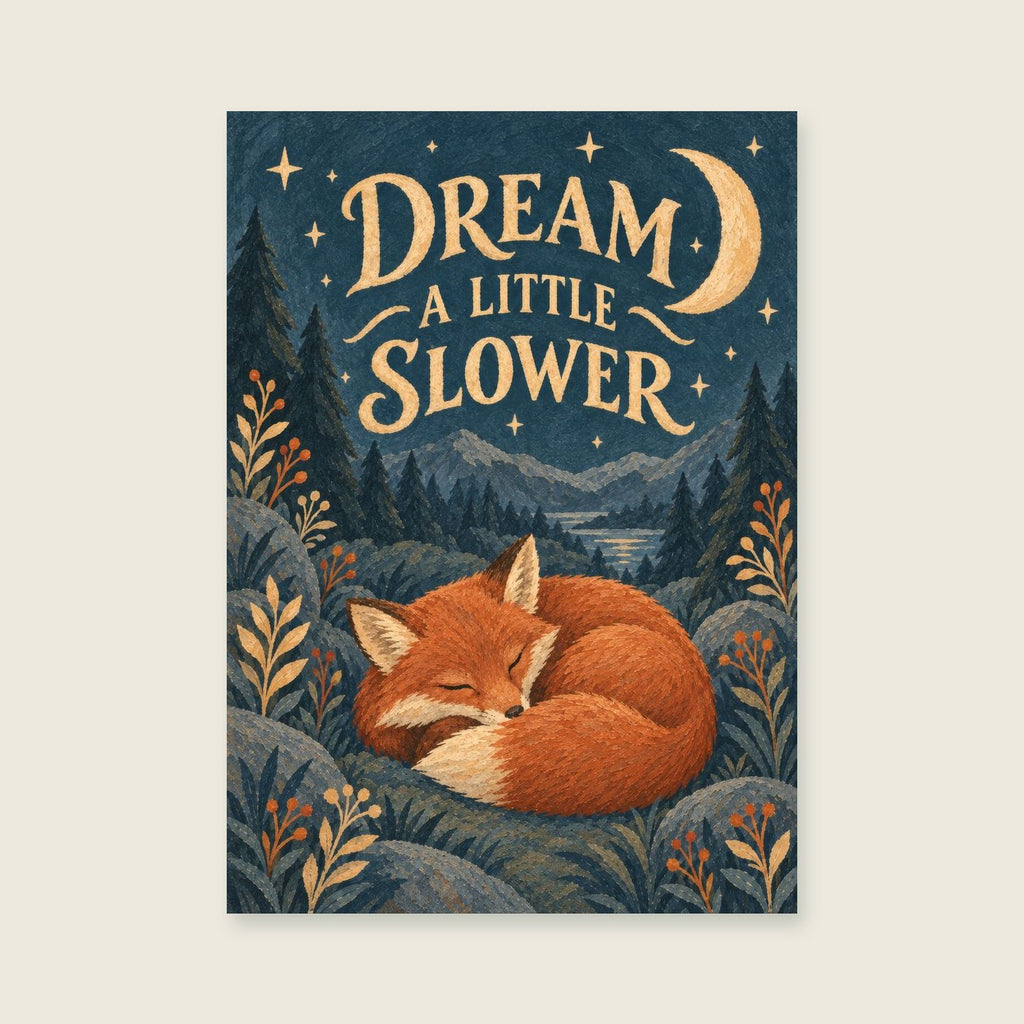 Dream A Little Slower — Rich original storybook gouache bedroom art print