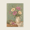 Delicate poppies and wild grasses — Intimate botanical gouache bedroom art print