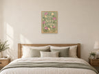 Take The Soft Landing — A2 artwork shown in a room with a natural wood frame; select a framed finish to include a frame