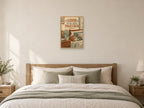 Good To Be Here Together — A2 artwork shown in a room with a natural wood frame; select a framed finish to include a frame