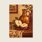 Apple halves — Expressive fruit still life dining room art print