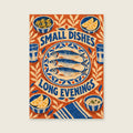 Small Dishes Long Evenings — Playful painted paper collage dining room art print
