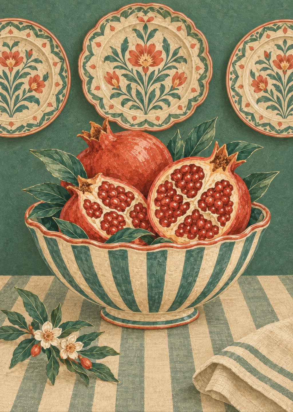 Blue striped bowl — artwork detail