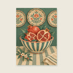 Blue striped bowl — Decorative ceramic illustration dining room art print
