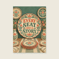 Every Seat Has A Story — Decorative ceramic illustration dining room art print