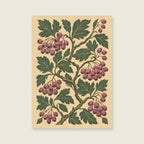 Hawthorn berries and twisting broad leaves — Botanical folk illustration hallway art print