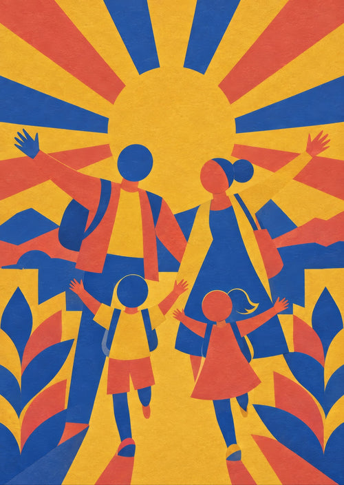 broad sunburst greeting motif without text — artwork detail