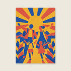 broad sunburst greeting motif without text — Oversized geometric lettering hallway art print