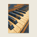 Close view of coherent alternating piano keys — Rich jazz editorial gouache music art print