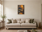 Unbranded upright piano — A2 artwork shown in a room with a natural wood frame; select a framed finish to include a frame