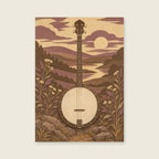 Unbranded banjo — Detailed original illustrative print music art print