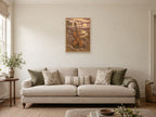 Fiddle and bow in a warm graphic composition — A2 artwork shown in a room with a natural wood frame; select a framed finish to include a frame