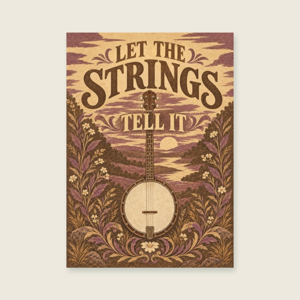 Let The Strings Tell It — Detailed original illustrative print music art print