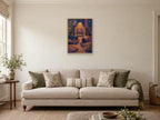 Two speakers — A2 artwork shown in a room with a natural wood frame; select a framed finish to include a frame