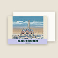 Saltburn Pier winter Christmas card with its envelope