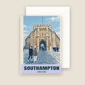 The Bargate, Southampton winter Christmas card with its envelope