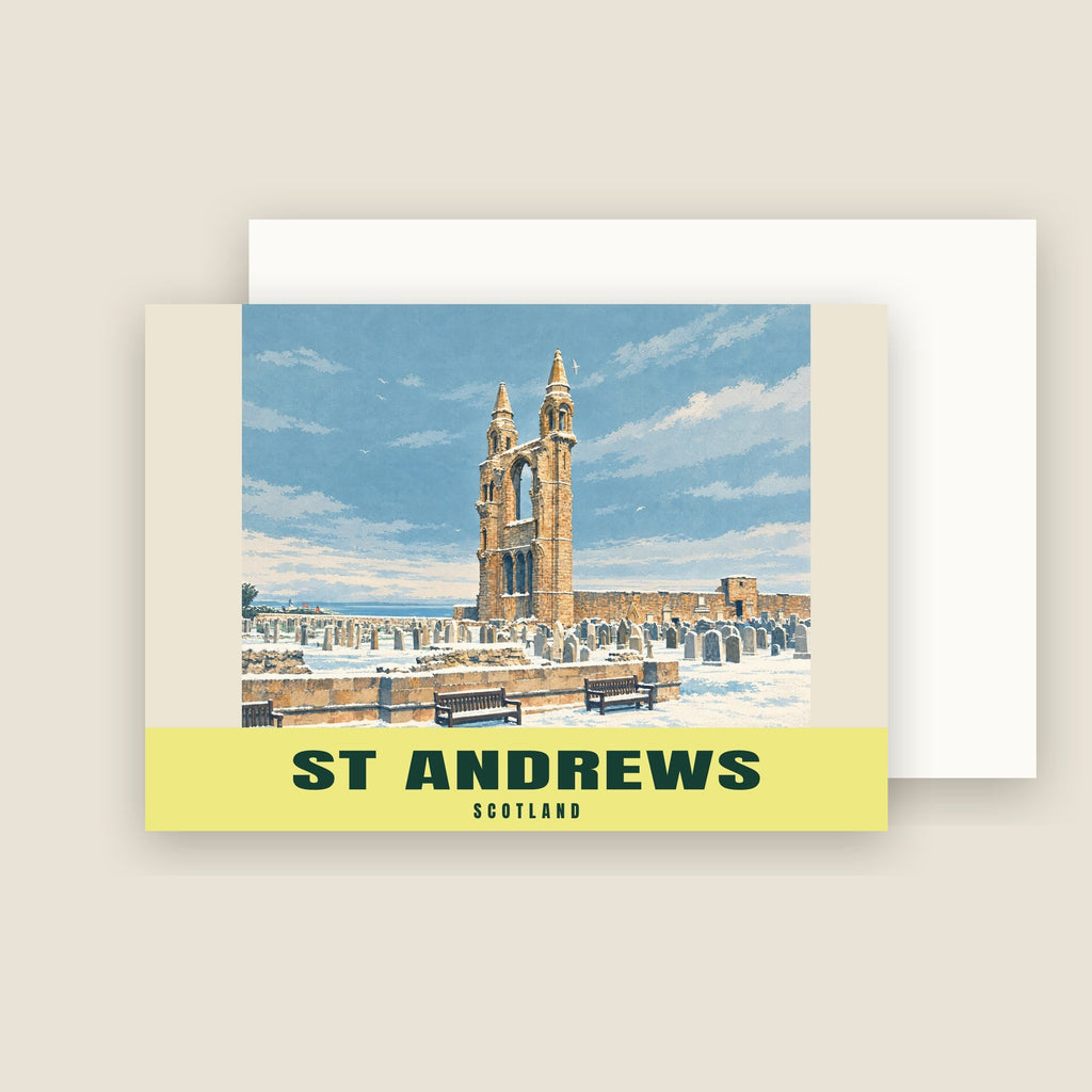 St Andrews Cathedral winter Christmas card with its envelope