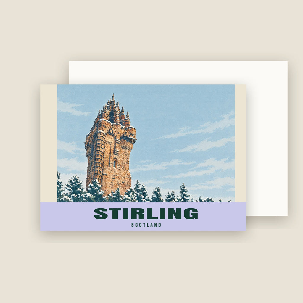 The Wallace Monument, Stirling winter Christmas card with its envelope
