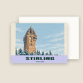 The Wallace Monument, Stirling winter Christmas card with its envelope