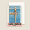 Roker Lighthouse, Sunderland winter Christmas card with its envelope