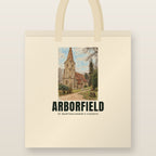 St Bartholomew's Church, Arborfield Tote Bag: natural cotton tote printed with our drawing of St Bartholomew's Church and the name ARBORFIELD